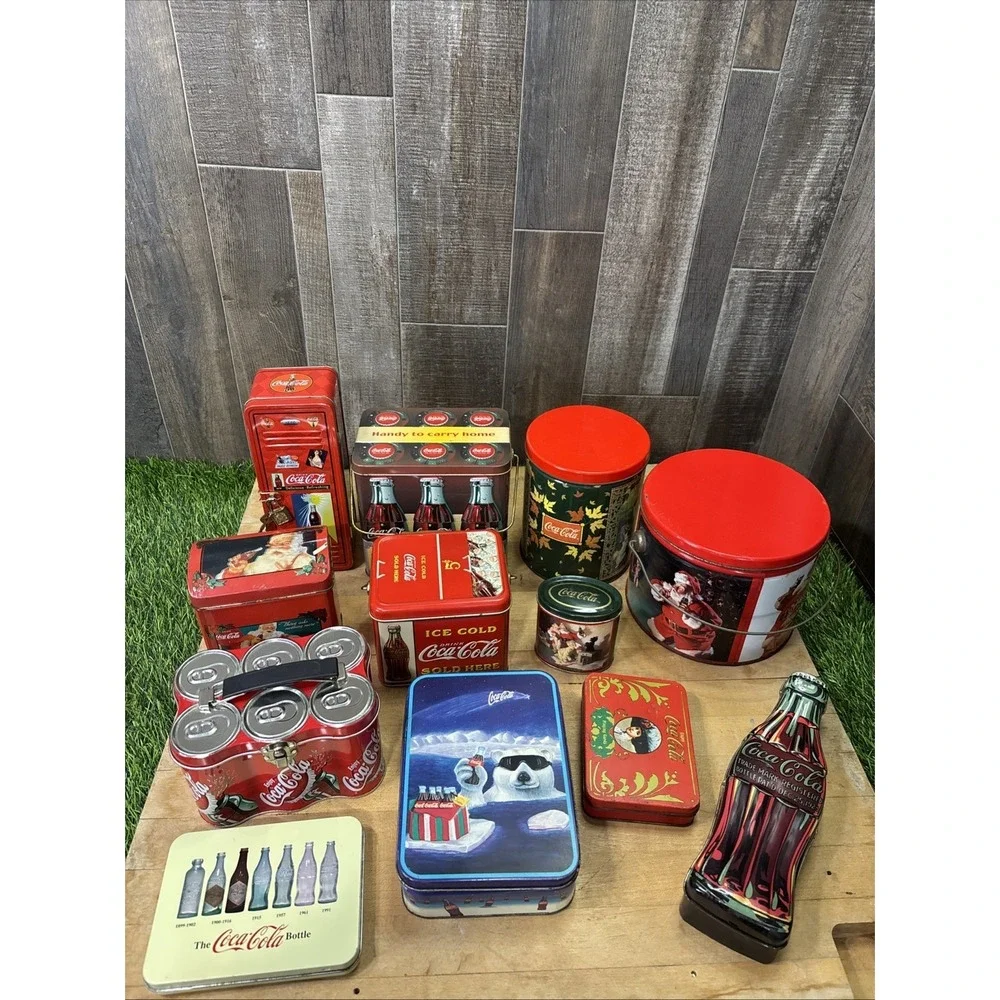 Vintage Coca-Cola Collectibles Lot 12 Pc Tins Puzzles Cards Candy Tin Decor